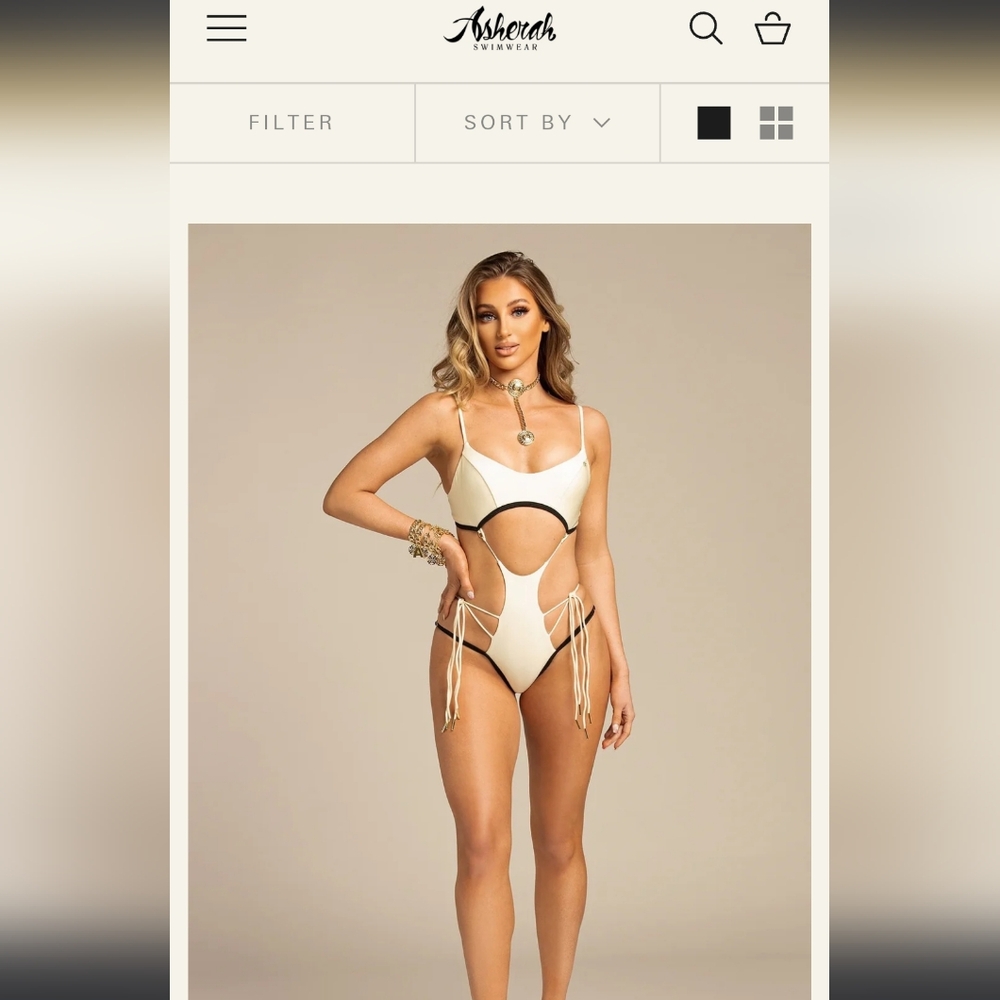NWT Asherah Swimwear Off-white one-piece XL